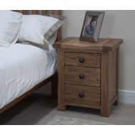 Homestyle Rustic Oak 3 Drawer Bedside Cabinet